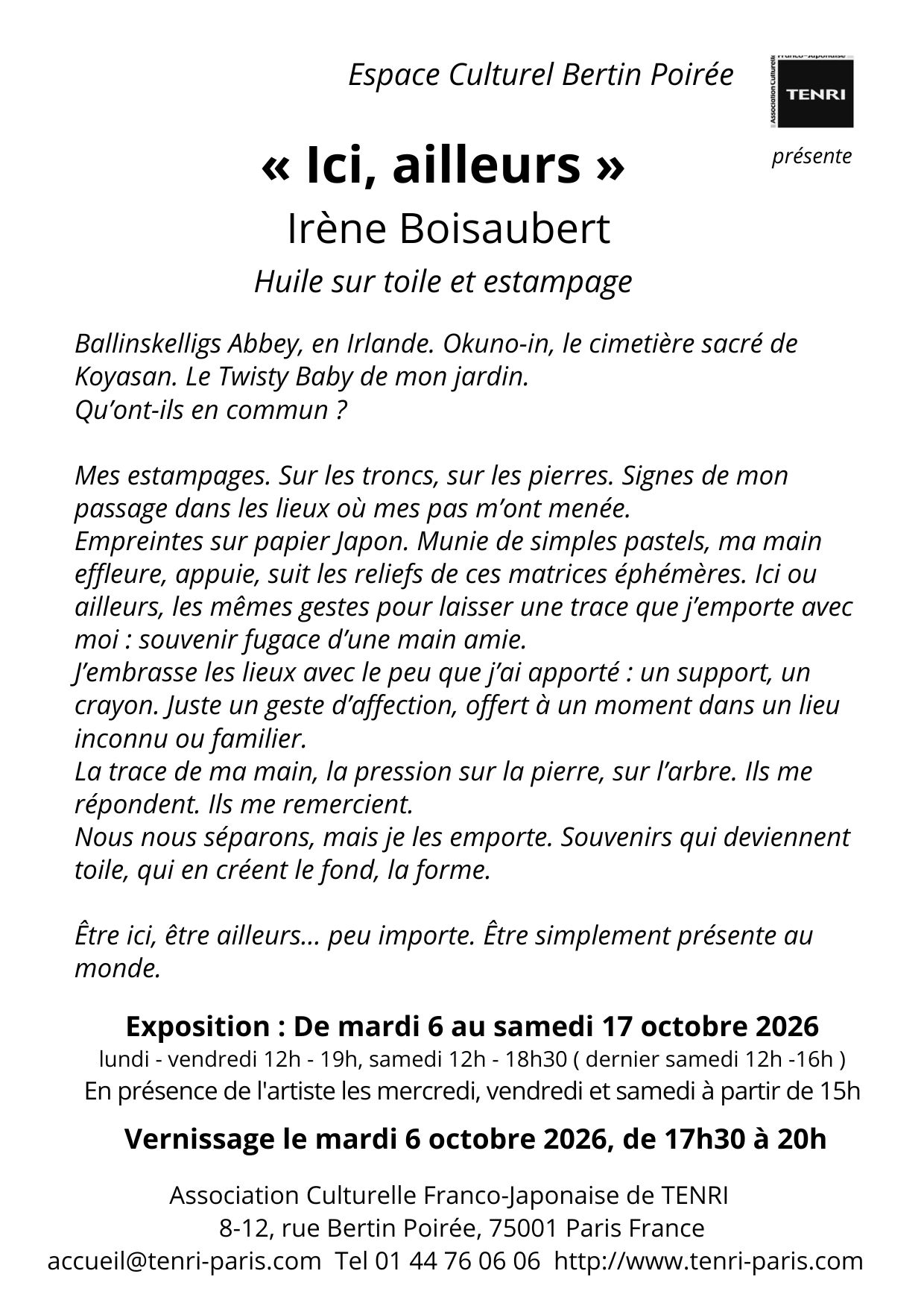 Espace culturel Bertin Poirée Association Tenri