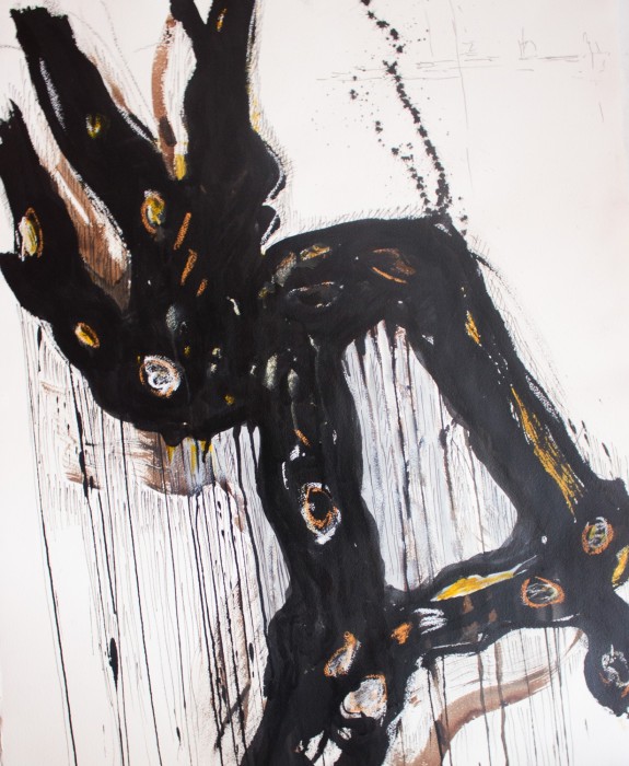 ulivi neri encre sur papier 2 90x70 cm 